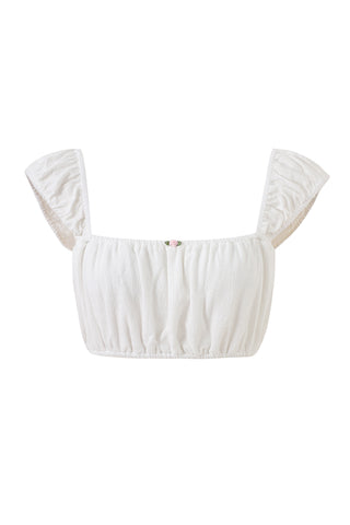 Soft Linen Cap Sleeve Bra Top White
