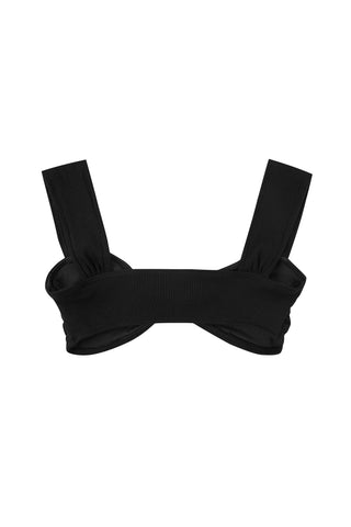 Sweetheart Tencel Rib Bra Top Black Rib
