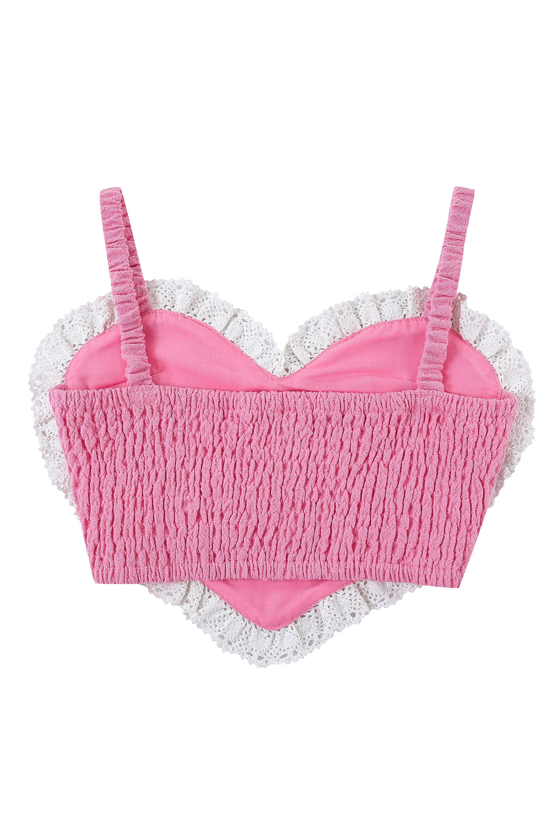 Pink heart Smocked Linen Crop Top