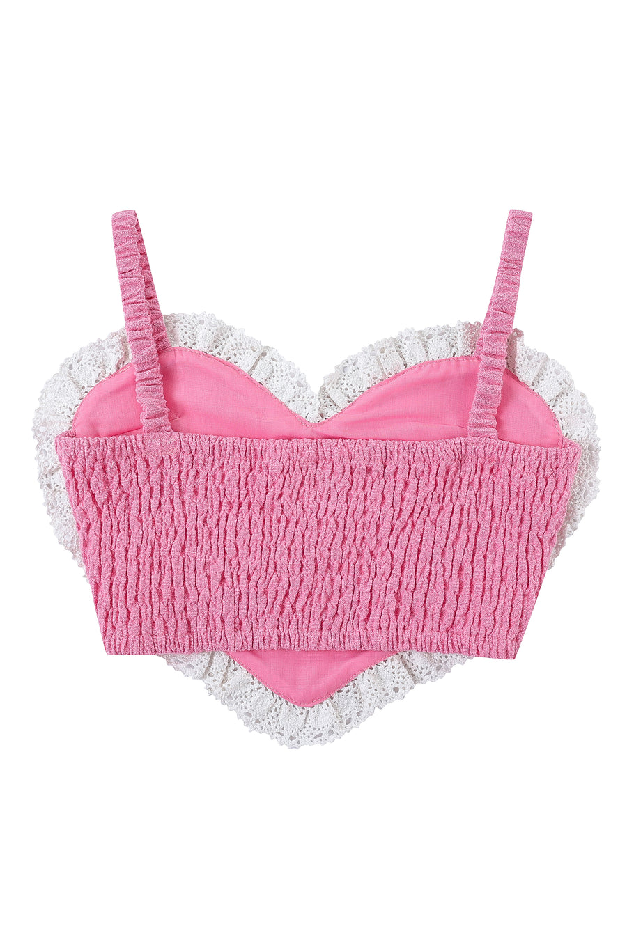 Pink heart Smocked Linen Crop Top