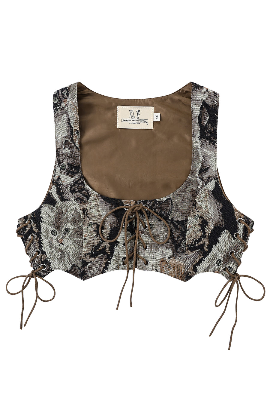 Cats Lace up Crop Corset Top