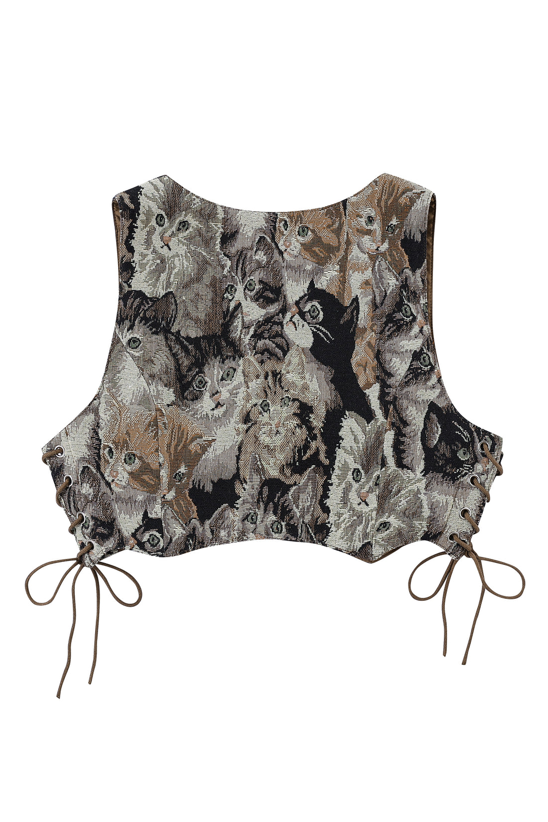Cats Lace up Crop Corset Top