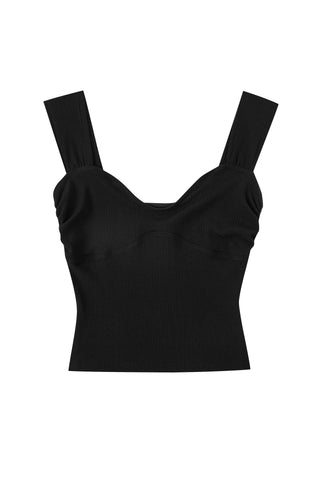 Sweetheart Tencel Rib Tank Top Black Rib