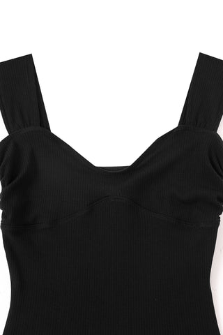Sweetheart Tencel Rib Tank Top Black Rib