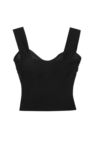 Sweetheart Tencel Rib Tank Top Black Rib