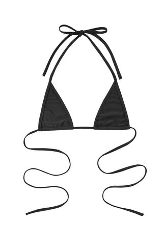 Triangle Skimpy String Bikini Top Black