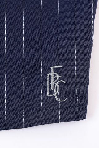 Baseball Crop Top Tencel Stripe Navy