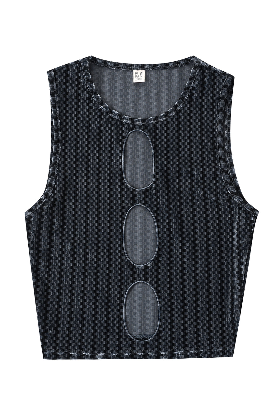 3 Hole Punch Velvet Crop Tank Dark Gray