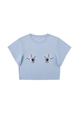 Bowling Boobs Wool Blend Tommy Tee Blue