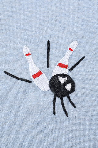Bowling Boobs Wool Blend Tommy Tee Blue