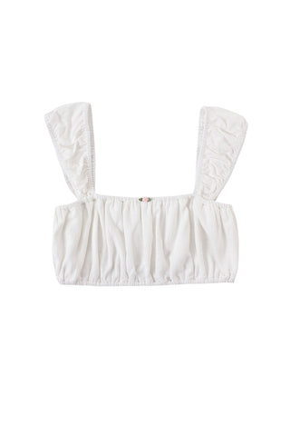 Soft Linen Cap Sleeve Bra Top White