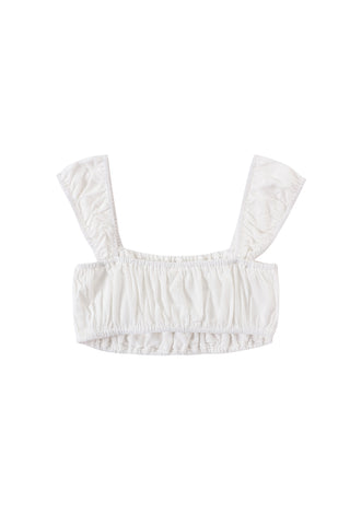 Soft Linen Cap Sleeve Bra Top White
