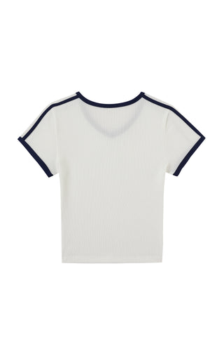Sporty Tencel Rib Baby Tee White/Navy