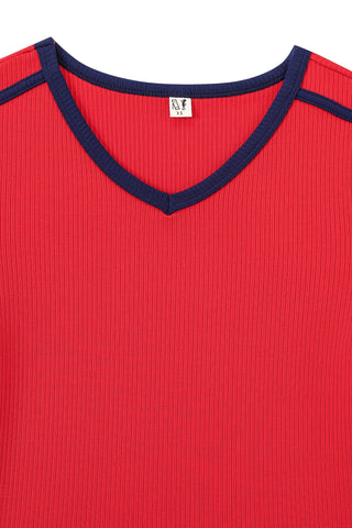 Sporty Tencel Rib Baby Tee Red/Navy/White