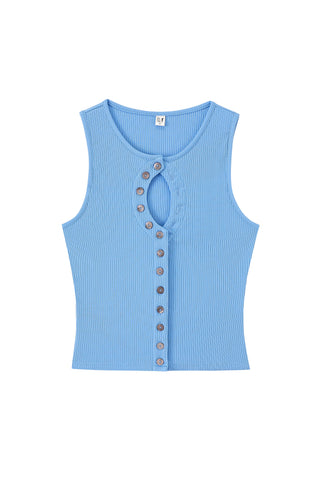 Unbuttoned Tencel Rib Tank Top Baby Blue