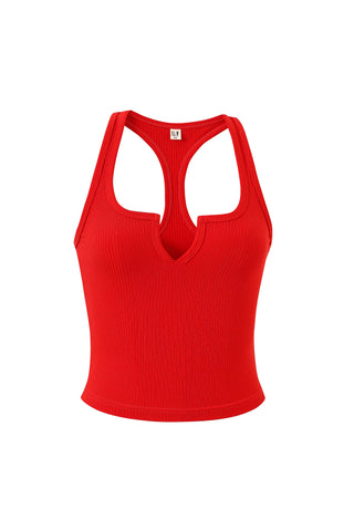 Split Racerback Tencel Rib Tank Maraschino