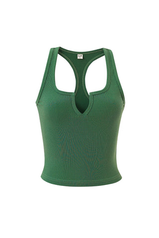 Split Racerback Tencel Rib Tank Green