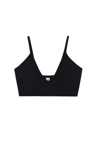 Lounge Tencel Rib Plunge Bralette Black