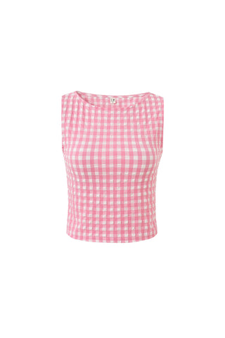 MISTAKE Stretch Tank Top Pink Gingham