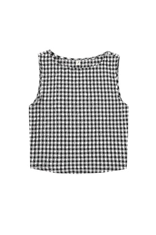 MISTAKE Stretch Tank Top Black Gingham