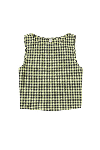 MISTAKE Stretch Tank Top Yellow Gingham