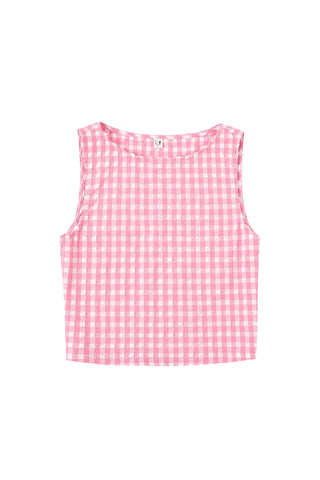 MISTAKE Stretch Tank Top Pink Gingham