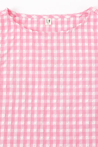 MISTAKE Stretch Tank Top Pink Gingham