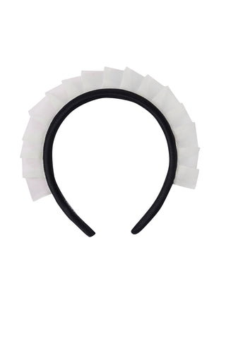 Silk Organza Ruffle Headband Black/White