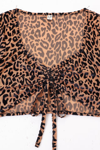 New Jersey Leopard Mesh Long Sleeve Crop Top