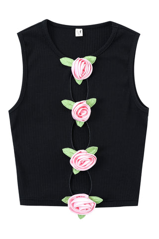 Pink Roses 3 Hole Punch Tencel Tank