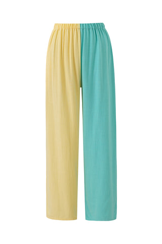 Vest & Pants Soft Linen Lazy Pants Set Yellow/Mint