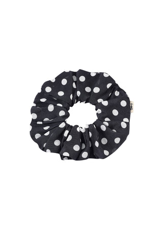 Silk Scrunchie Black And Domino Dot