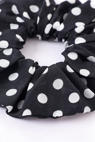 Silk Scrunchie Black And Domino Dot