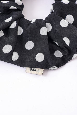 Silk Scrunchie Black And Domino Dot