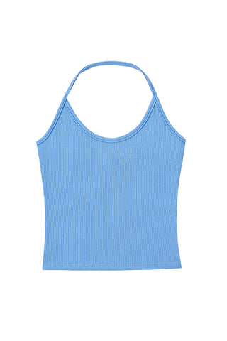 Tencel Rib Halter Top Baby Blue