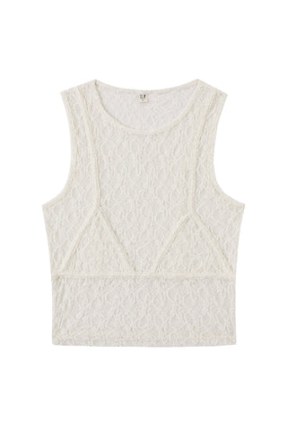 Bikini Bod Crop Tank Top White Lace