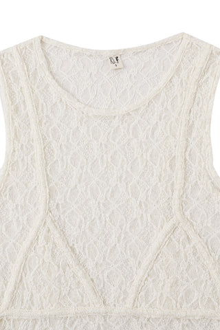 Bikini Bod Crop Tank Top White Lace