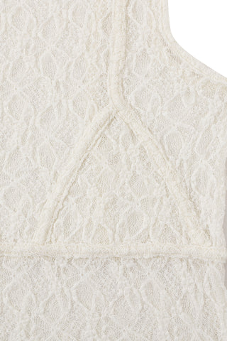 Bikini Bod Crop Tank Top White Lace
