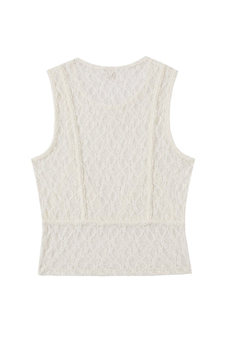 Bikini Bod Crop Tank Top White Lace