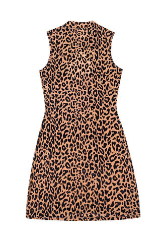 New Jersey Leopard Keyhole Mesh Mini Dress