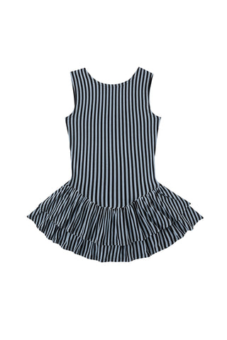 Blue Stripe Tencel/Wool Blend Mini Dress