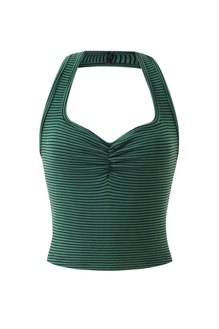 Scrunch Halter Top Green Stripe