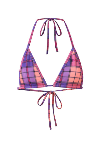 Skimpy Triangle Bikini Top Purple Plaid