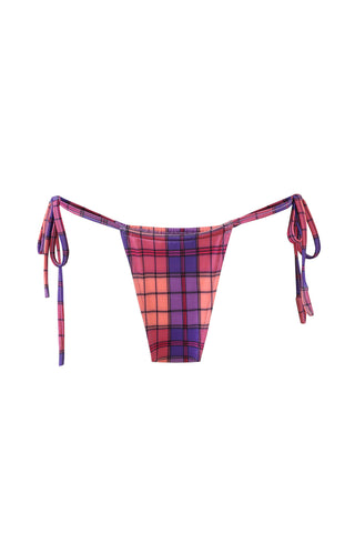 Skimpy String Bikini Bottoms Purple Plaid