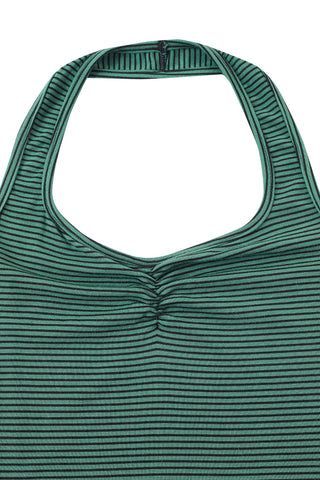 Scrunch Halter Top Green Stripe