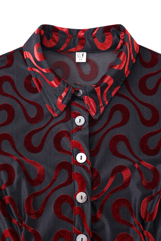 Groovy Blobs Mesh Short Sleeve Button Up Top