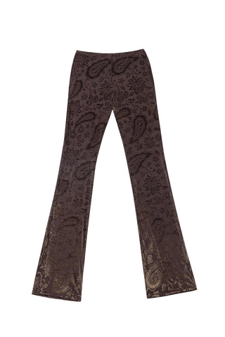 Brown Paisley Mesh Scrunch Pants