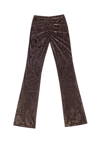 Brown Paisley Mesh Scrunch Pants