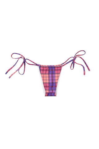 Skimpy String Bikini Bottoms Purple Plaid