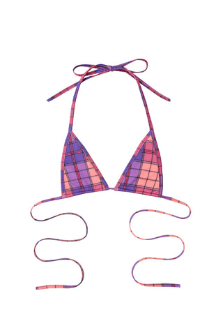 Skimpy Triangle Bikini Top Purple Plaid
